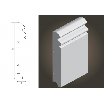 Listwa lakierowana MDF Bawaria 120 - biały półmat - Lagrus